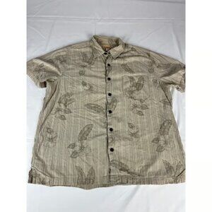Sideout Distortion Mens Large Button Down Shirt Tropical Floral Stripe